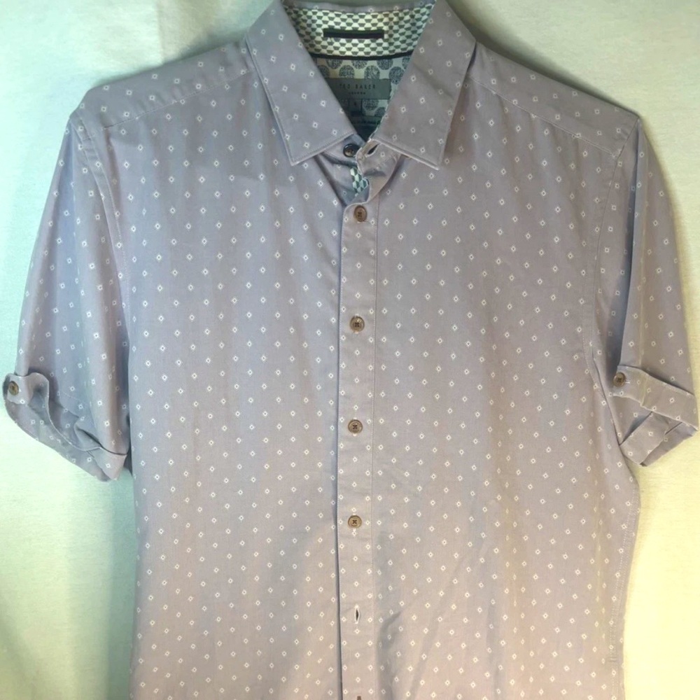 Ted Baker Button Up Dress Shirt Size 4 Sm/Md Light Purple Made In London